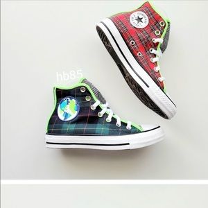 Converse CTAS Hi Red/White/Black World Peace Plaid